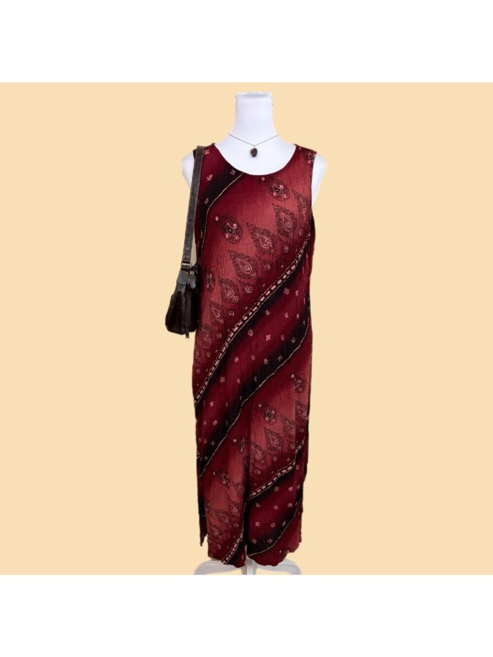 90s striped boho midi dress